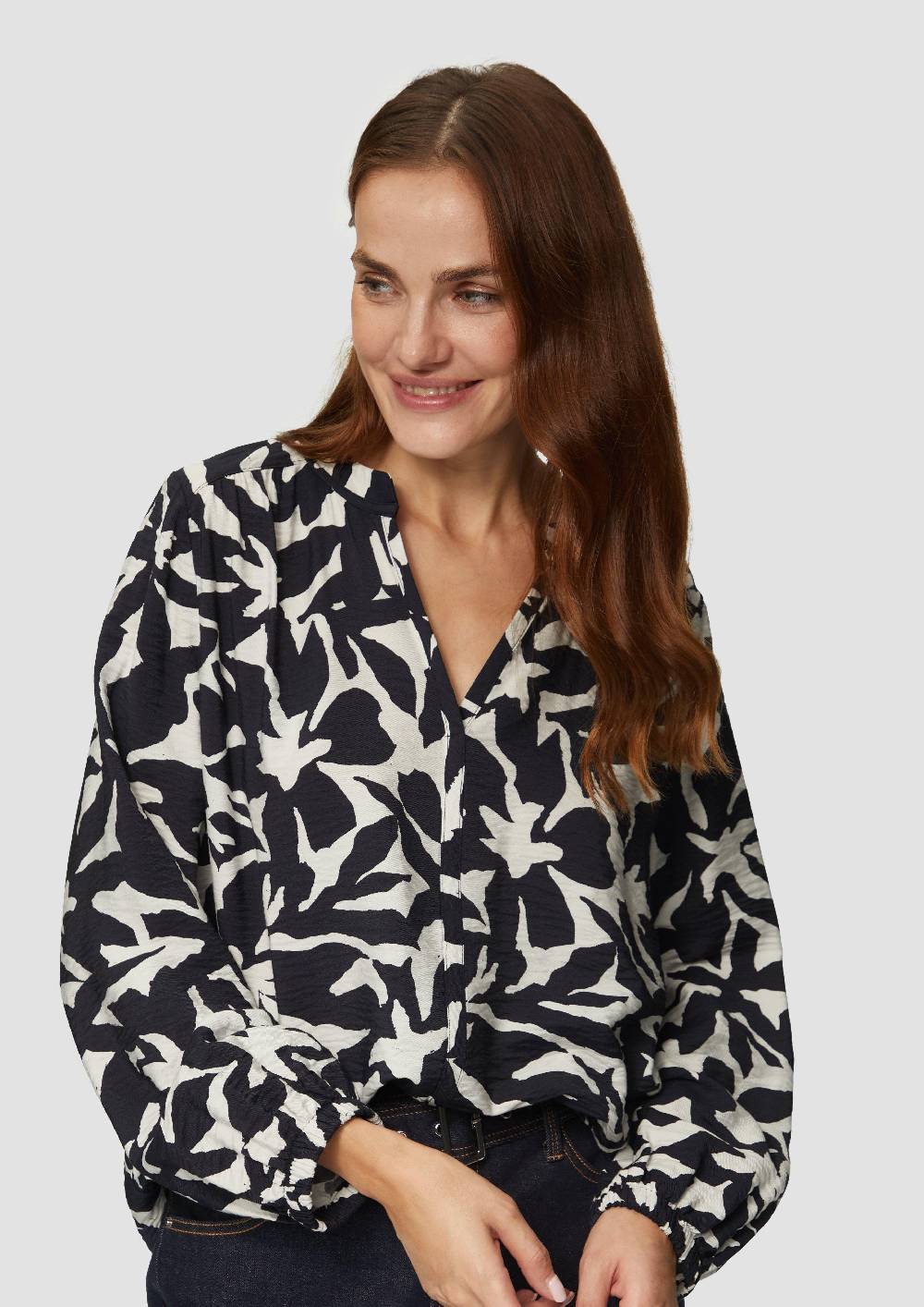 S.Oliver Strukturierte Viskose-Bluse Mit All-over-Print