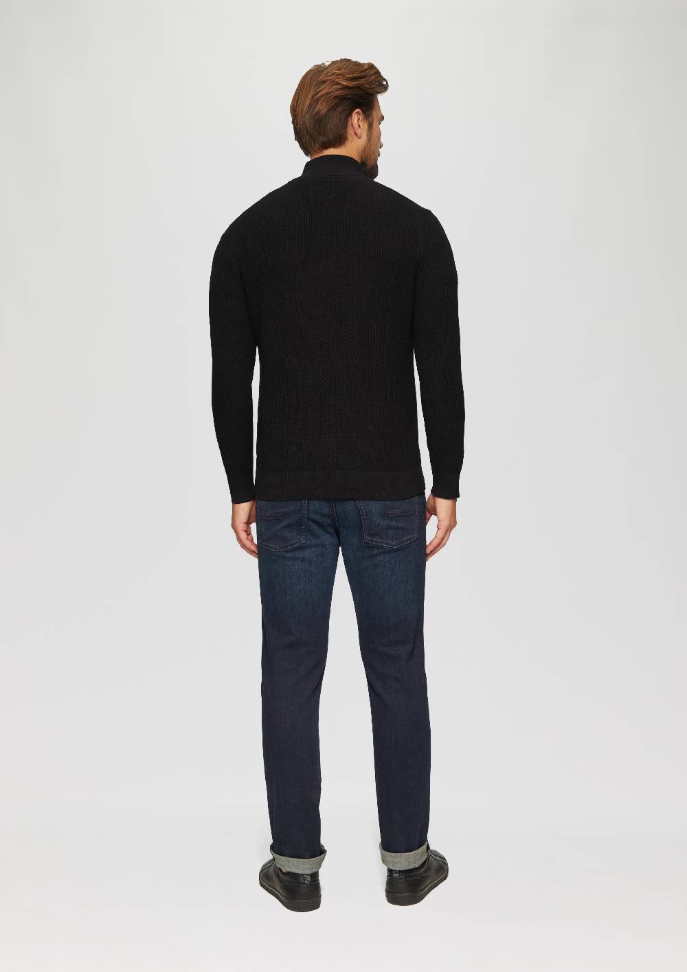 S.Oliver Strukturierter Strickpullover Mit Troyerkragen