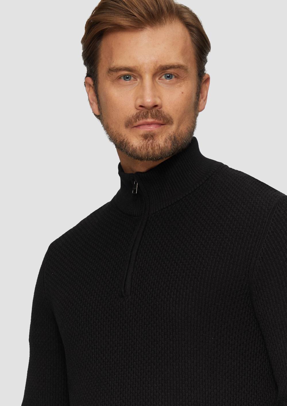 S.Oliver Strukturierter Strickpullover Mit Troyerkragen