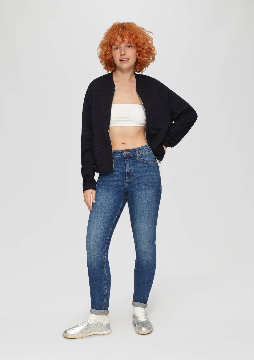 S.Oliver Strukturierter Sweat-Blouson Aus Baumwollmix