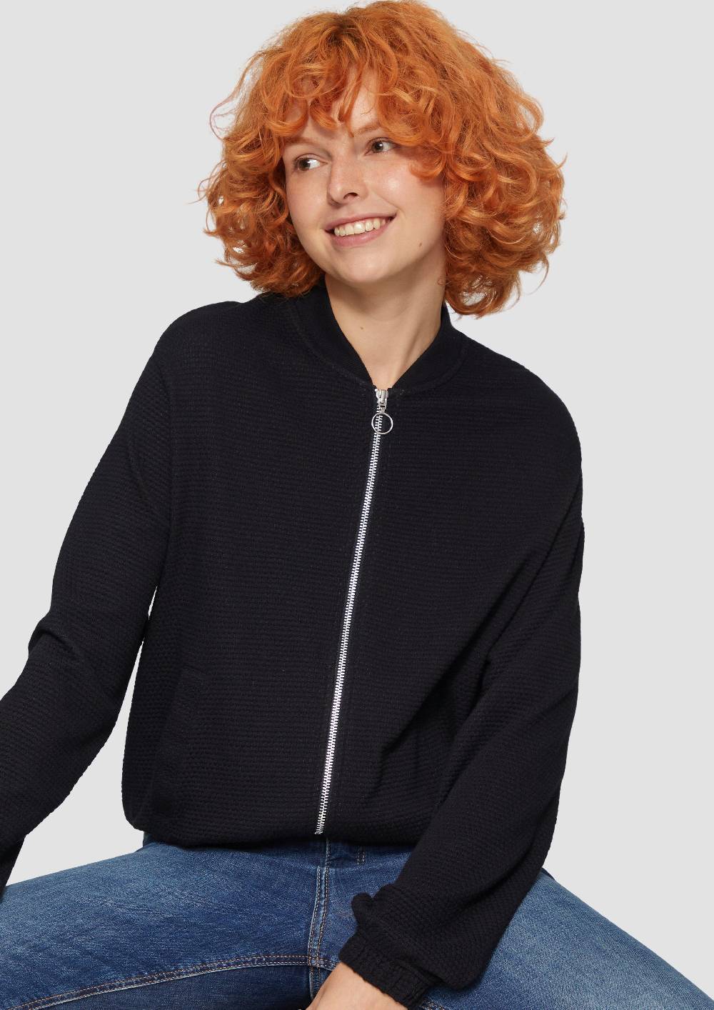S.Oliver Strukturierter Sweat-Blouson Aus Baumwollmix