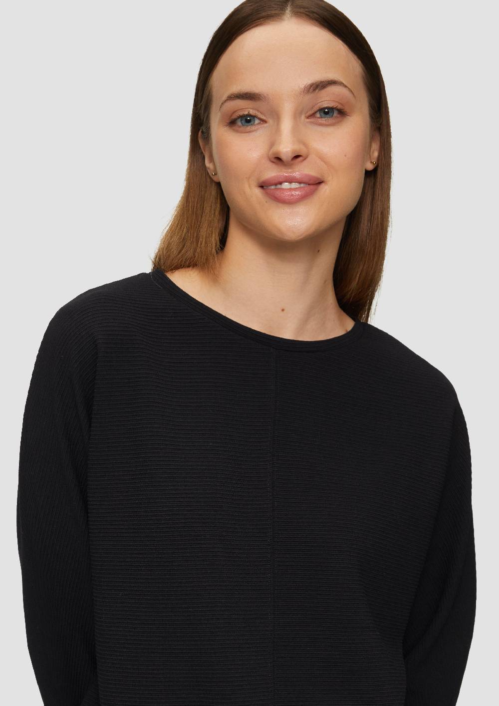 S.Oliver Strukturiertes Sweatshirt Mit Fledermausarm Im O-Shape