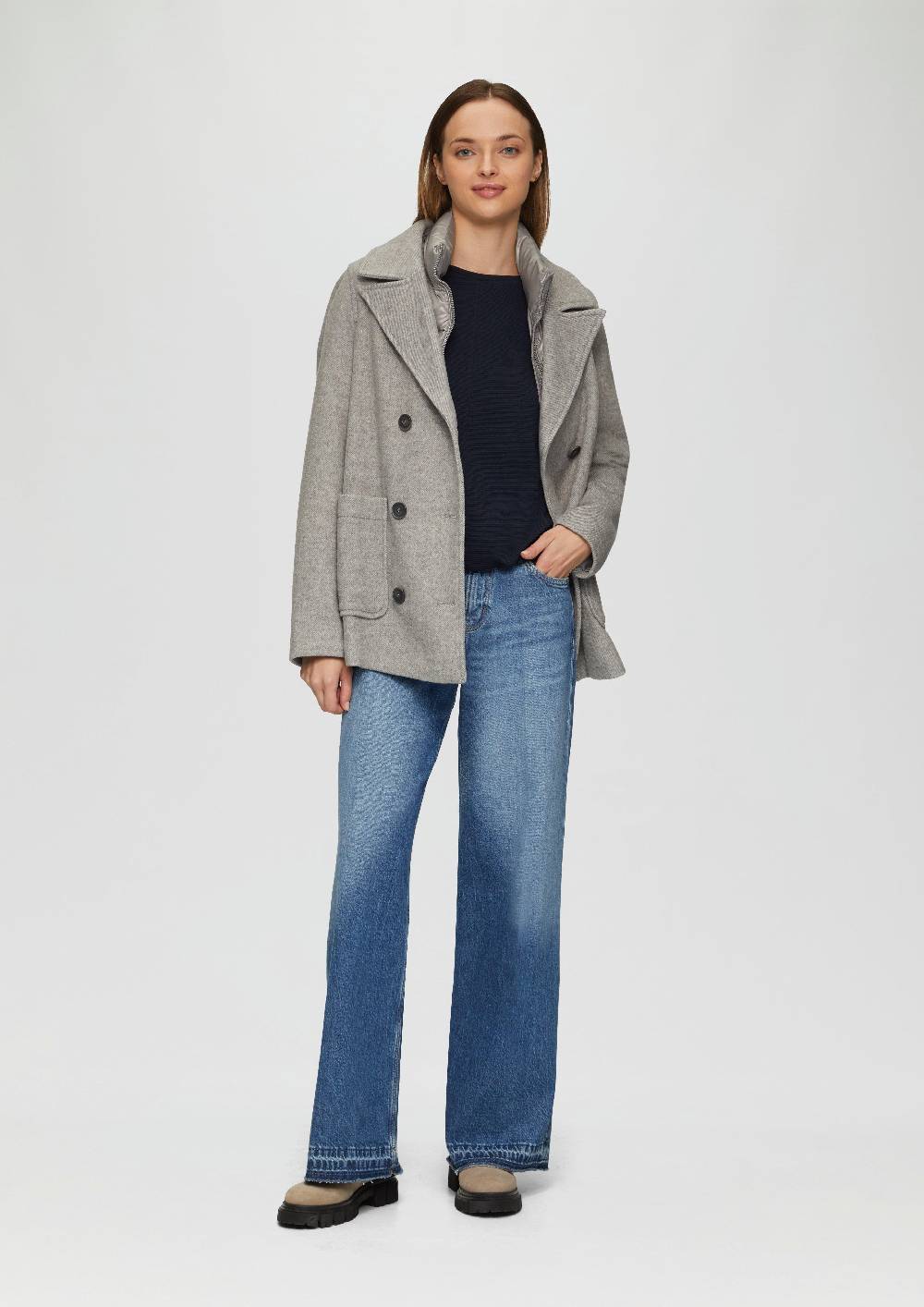 S.Oliver Strukturiertes Sweatshirt Mit Fledermausarm Im O-Shape