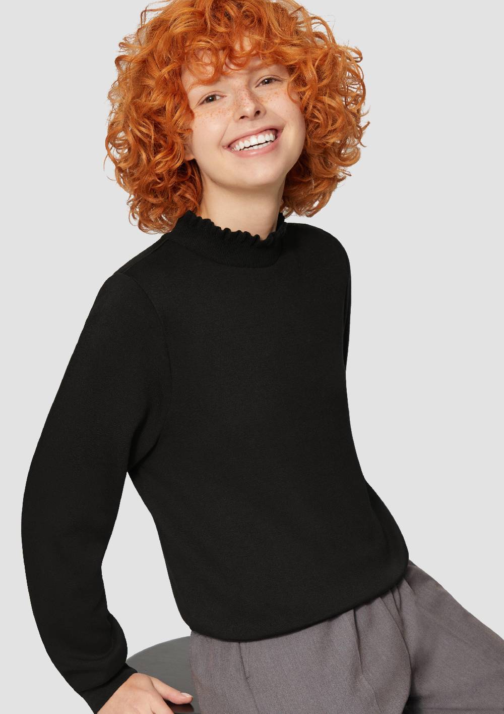 S.Oliver Sweatshirt Mit Strickkragen Aus Viskosemix