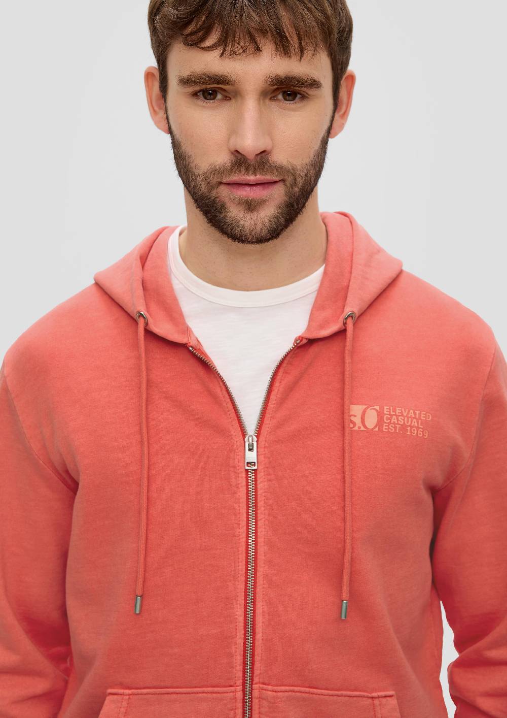 S.Oliver Sweatshirtjacke Mit Garment Dye Und Kapuze