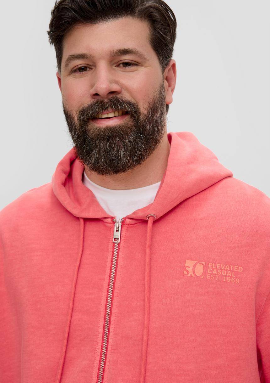 S.Oliver Sweatshirtjacke Mit Garment Dye Und Kapuze