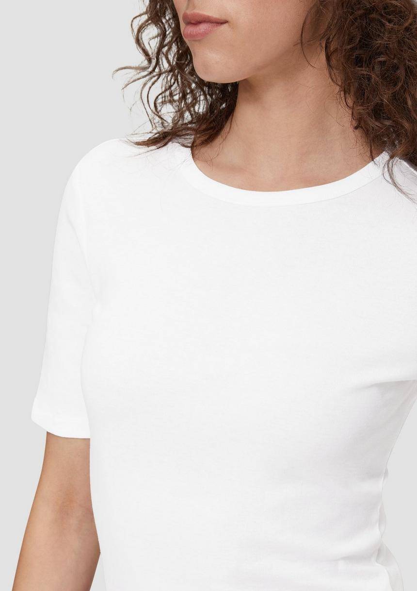 S.Oliver T-Shirt Aus Baumwoll-Mix Mit Paspeliertem Ausschnitt