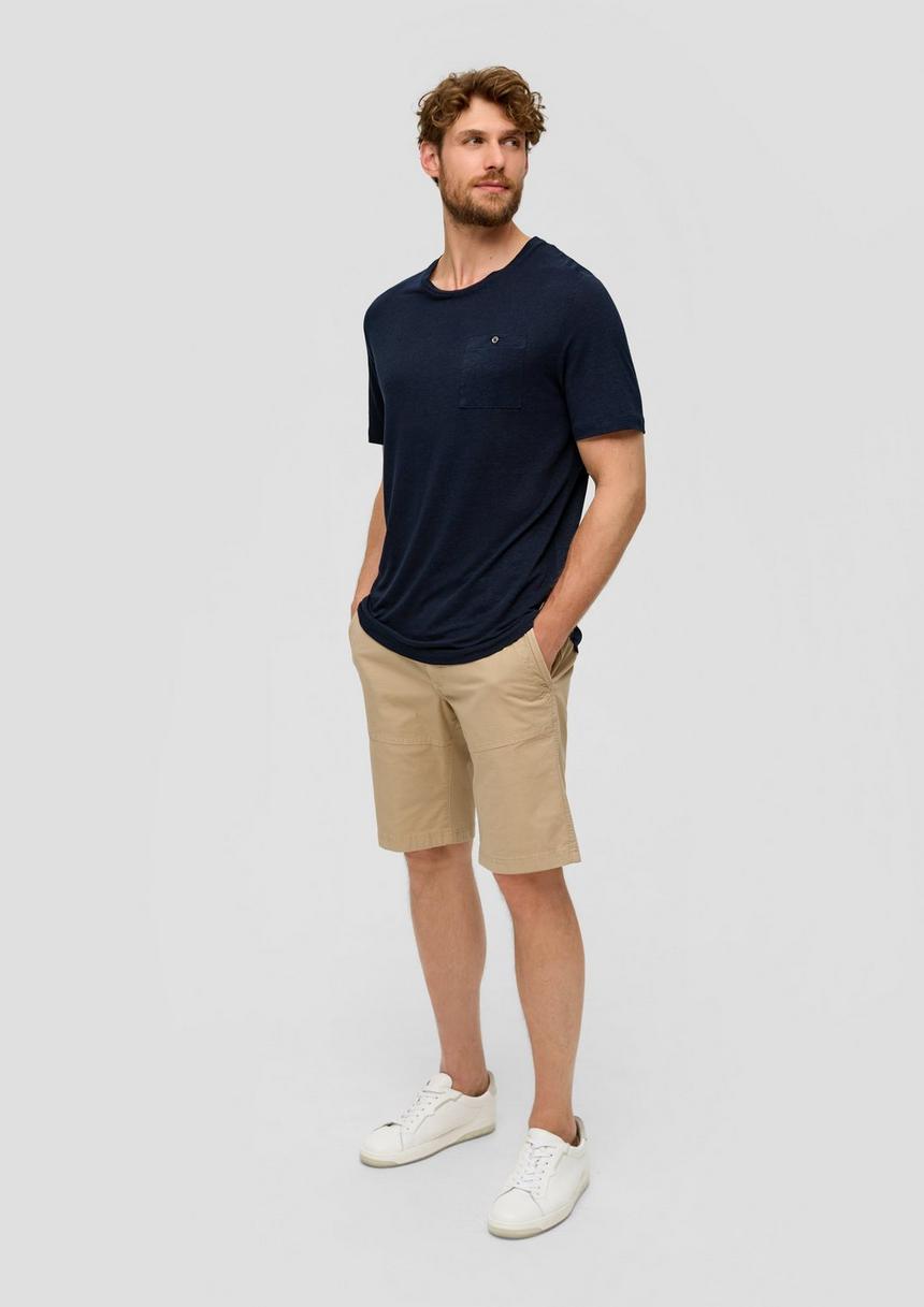S.Oliver T-Shirt Aus Leinenmix Mit Aufgesetzter Brusttasche