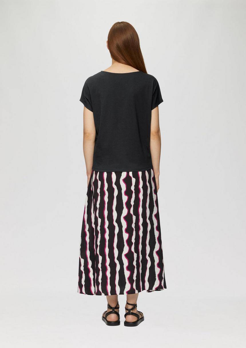 S.Oliver T-Shirt Im Relaxed Fit Mit Stickerei Am V-Ausschnitt