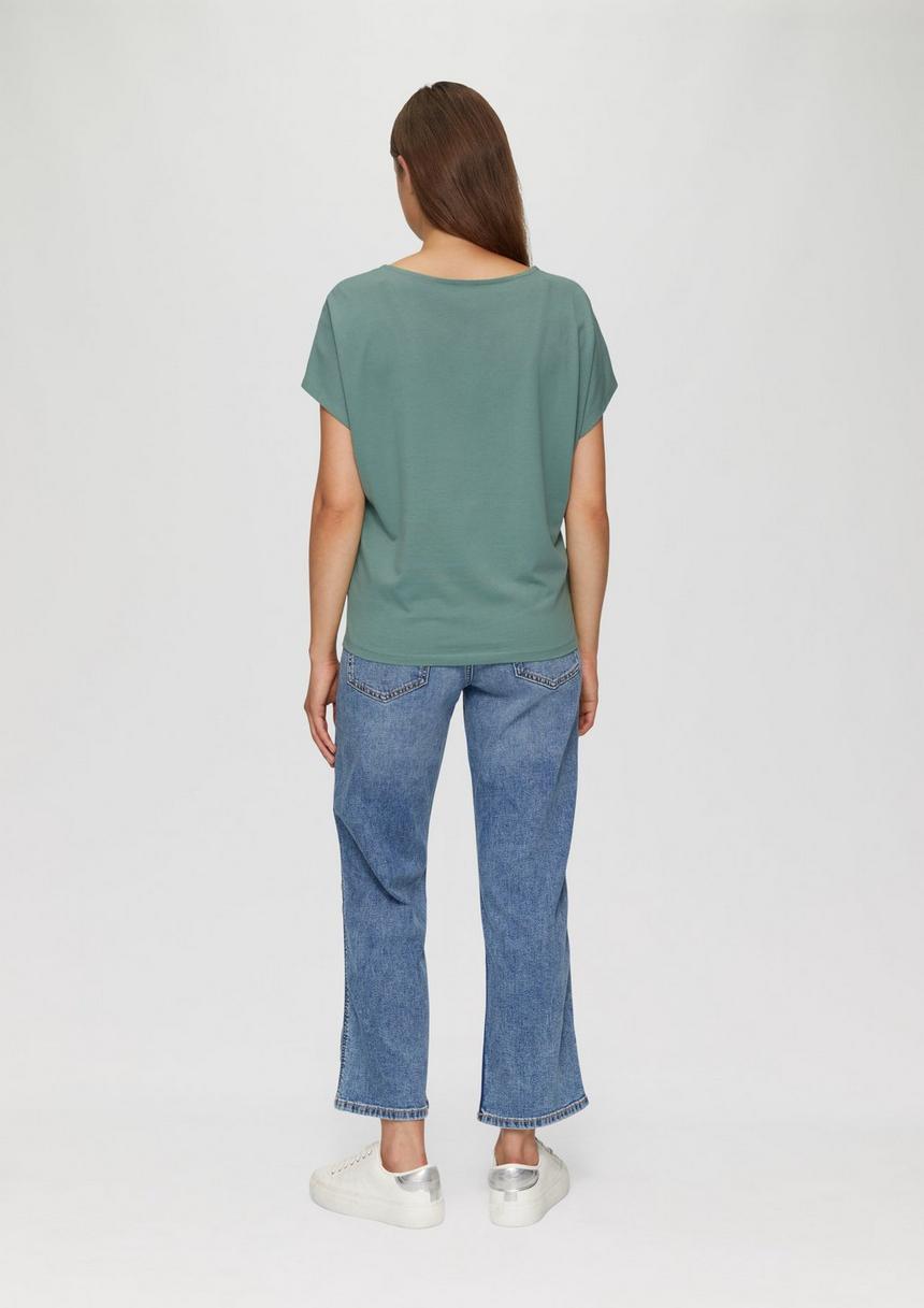 S.Oliver T-Shirt Im Relaxed Fit Mit Stickerei Am V-Ausschnitt