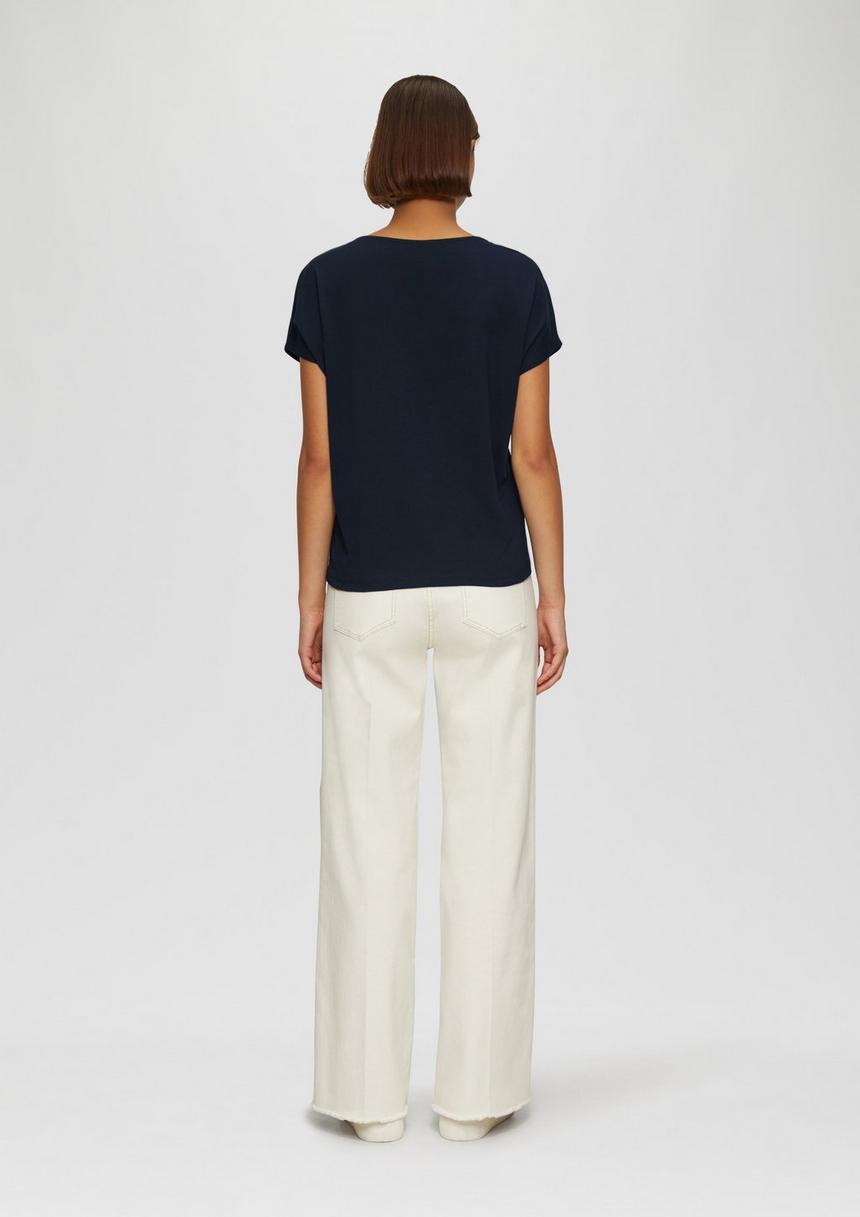 S.Oliver T-Shirt Im Relaxed Fit Mit Stickerei Am V-Ausschnitt