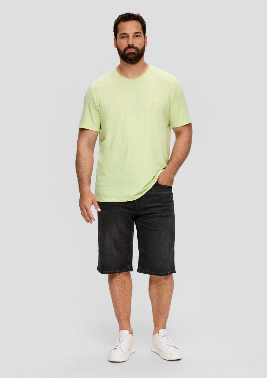 S.Oliver T-Shirt Mit Flammgarn-Struktur Und Logo-Print