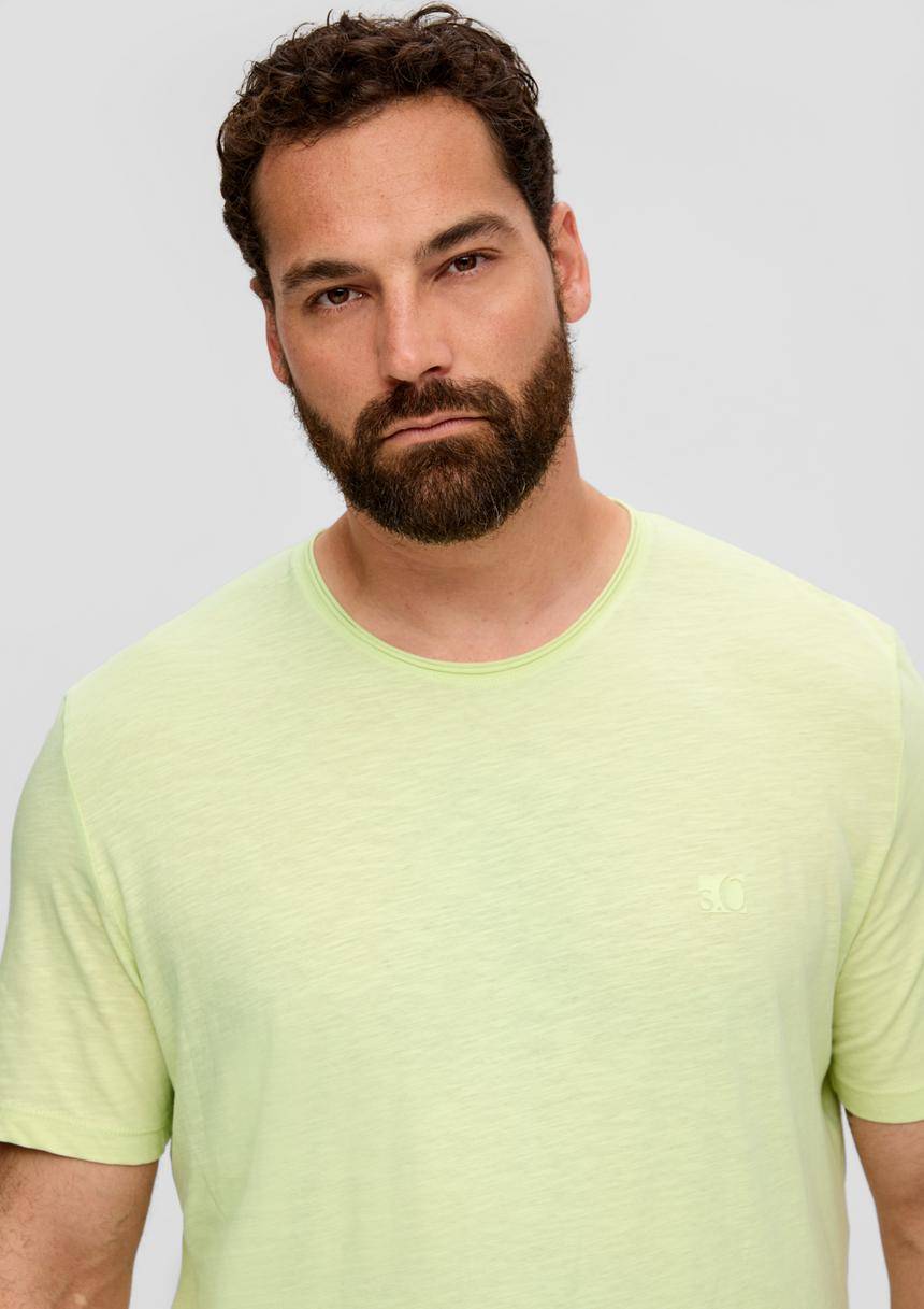 S.Oliver T-Shirt Mit Flammgarn-Struktur Und Logo-Print