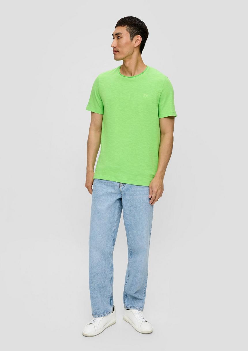 S.Oliver T-Shirt Mit Flammgarn-Struktur Und Logo-Print
