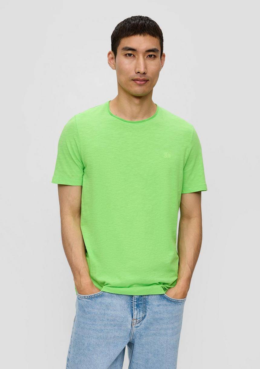 S.Oliver T-Shirt mit Flammgarn-Struktur und Logo-Print