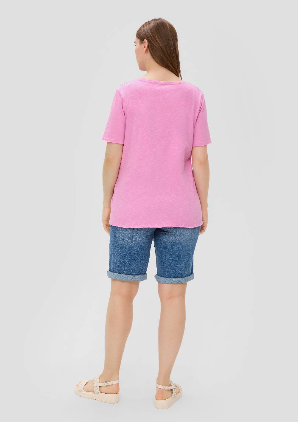 S.Oliver T-Shirt Mit Garment Dye Und Abgerundetem V-Ausschnitt