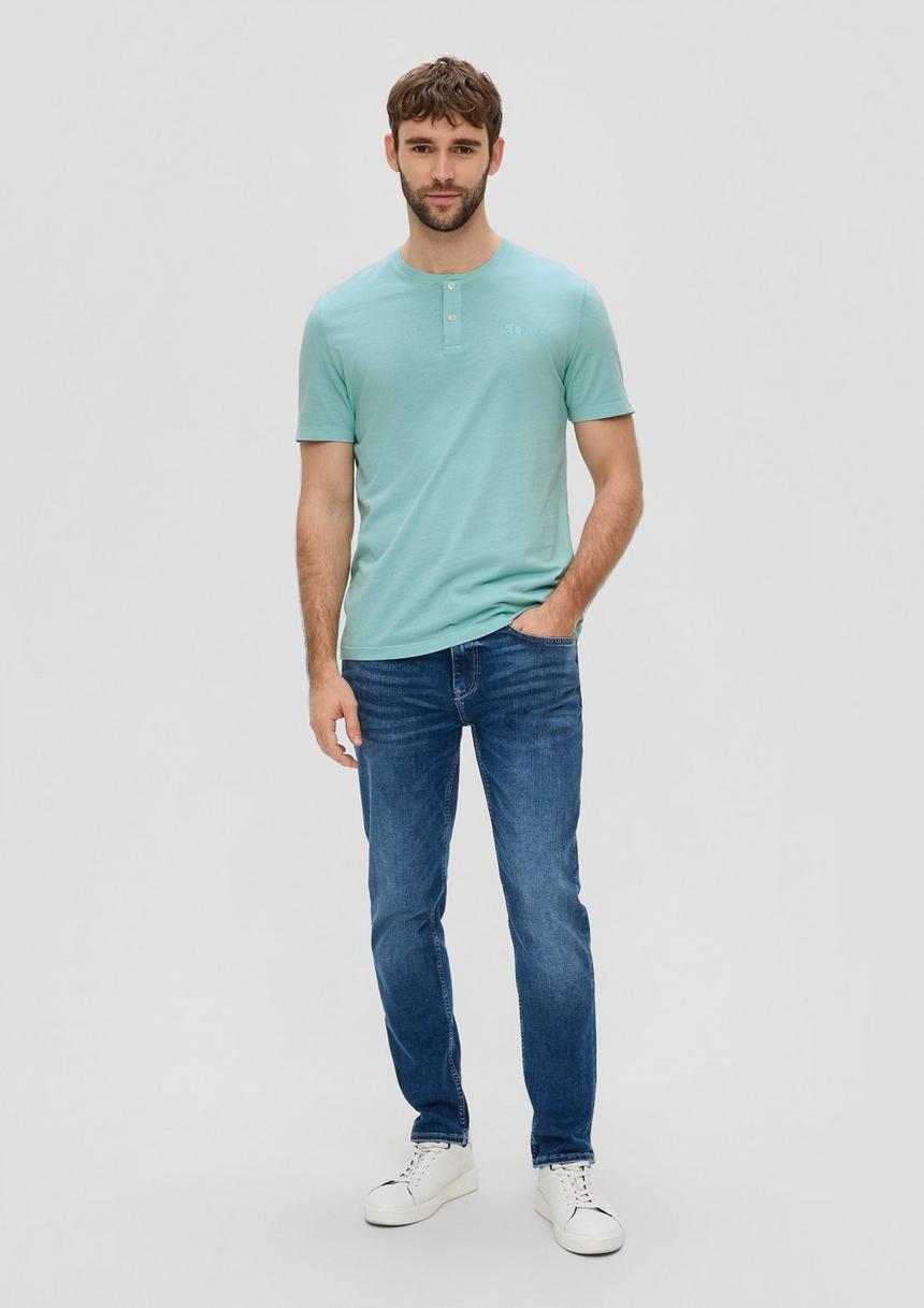 S.Oliver T-Shirt Mit Garment Dye Und Henley-Ausschnitt