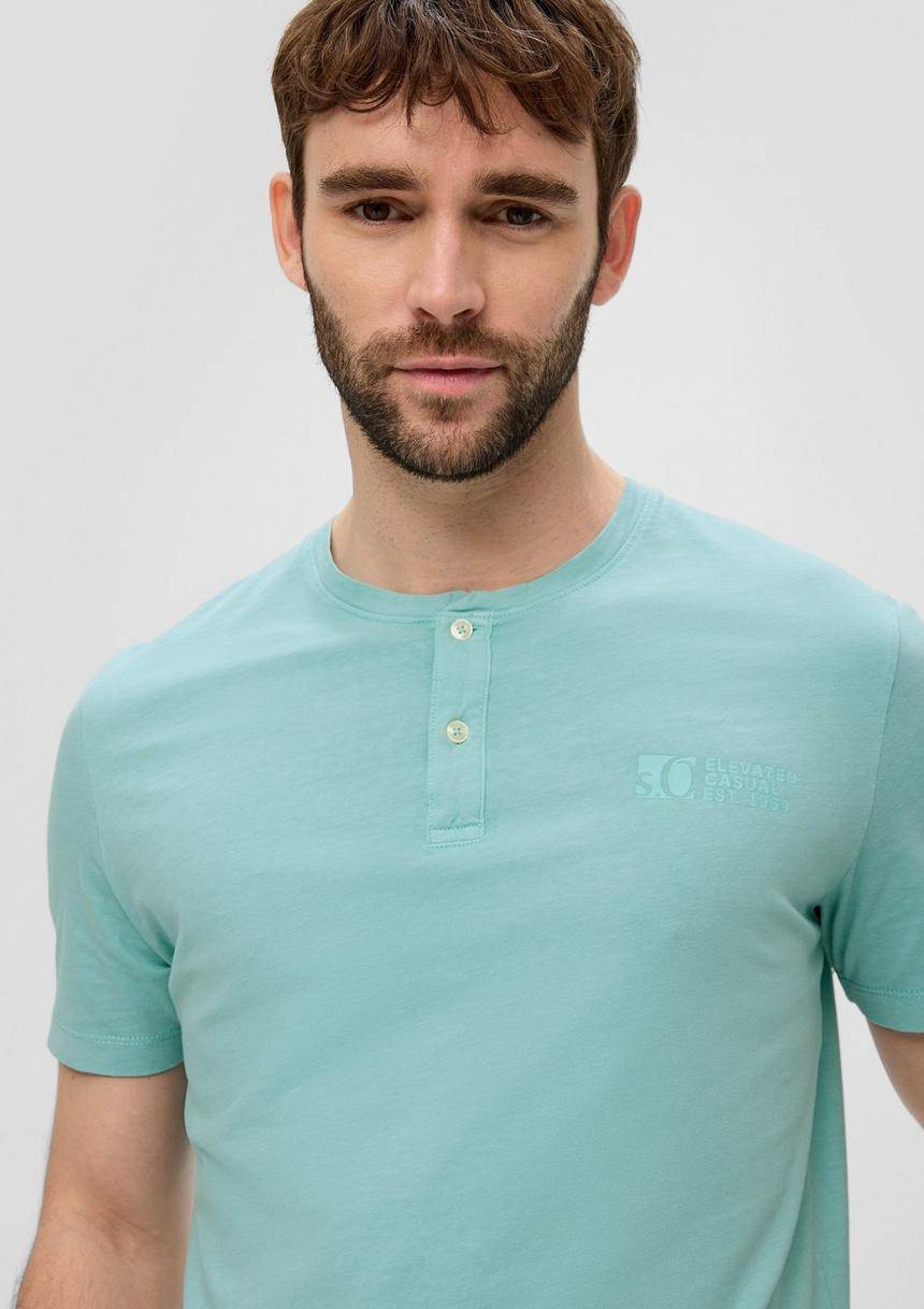 S.Oliver T-Shirt Mit Garment Dye Und Henley-Ausschnitt