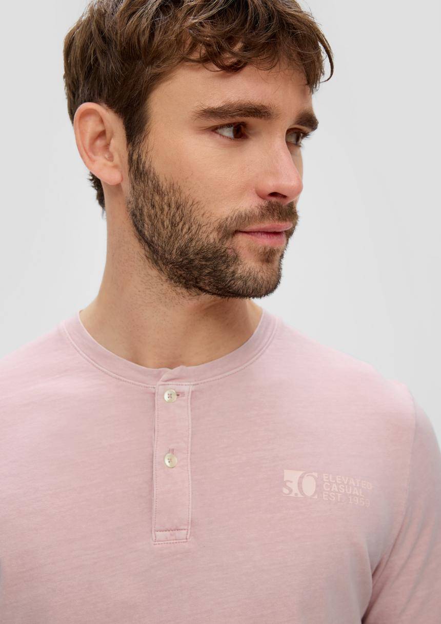 S.Oliver T-Shirt Mit Garment Dye Und Henley-Ausschnitt