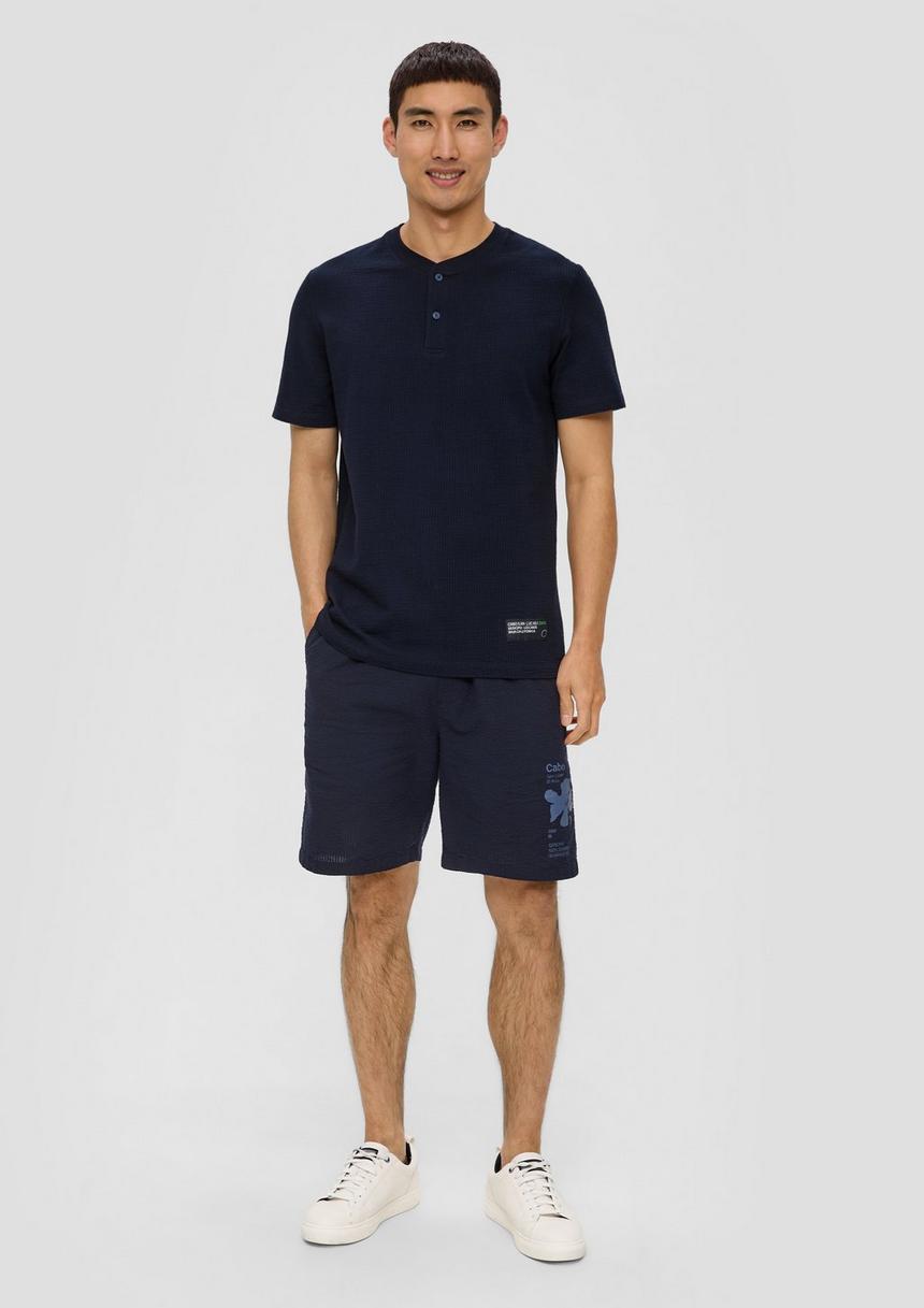 S.Oliver T-Shirt Mit Henley-Ausschnitt Und Applikation