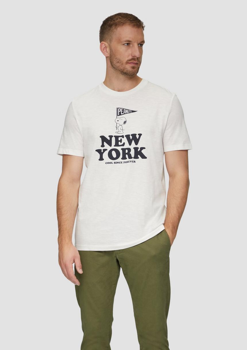 S.Oliver T-Shirt mit Peanuts®-Motiv und Flammgarnstruktur