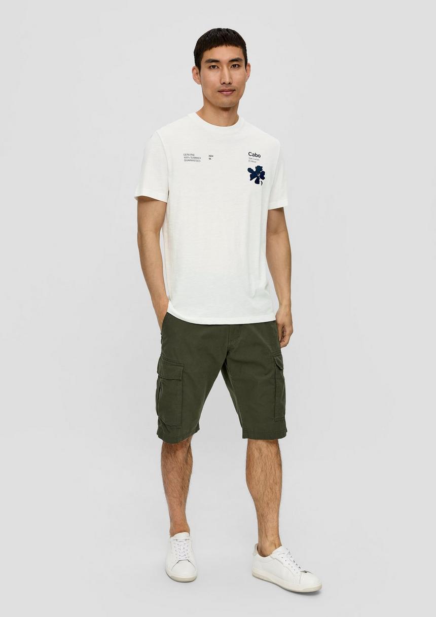 S.Oliver T-Shirt Mit Print-Details Und Flammgarnstruktur