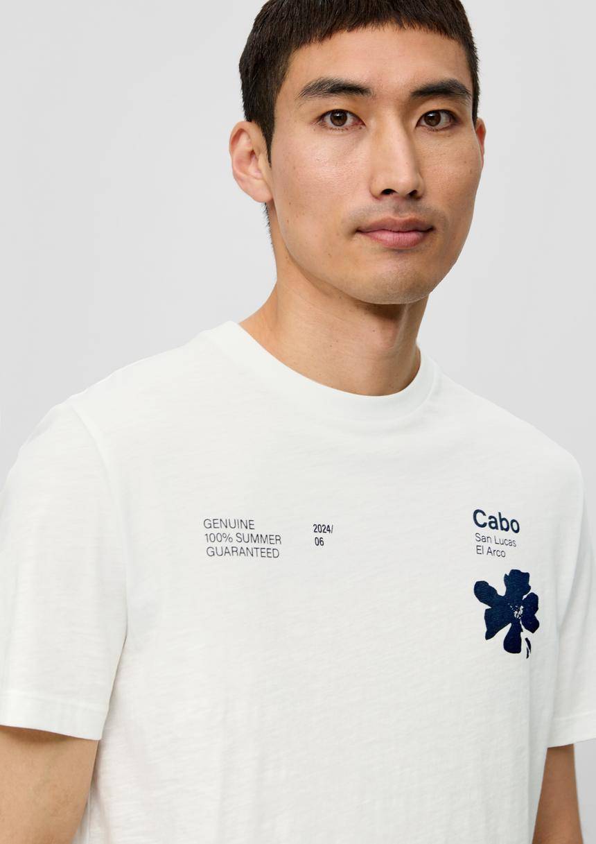 S.Oliver T-Shirt Mit Print-Details Und Flammgarnstruktur
