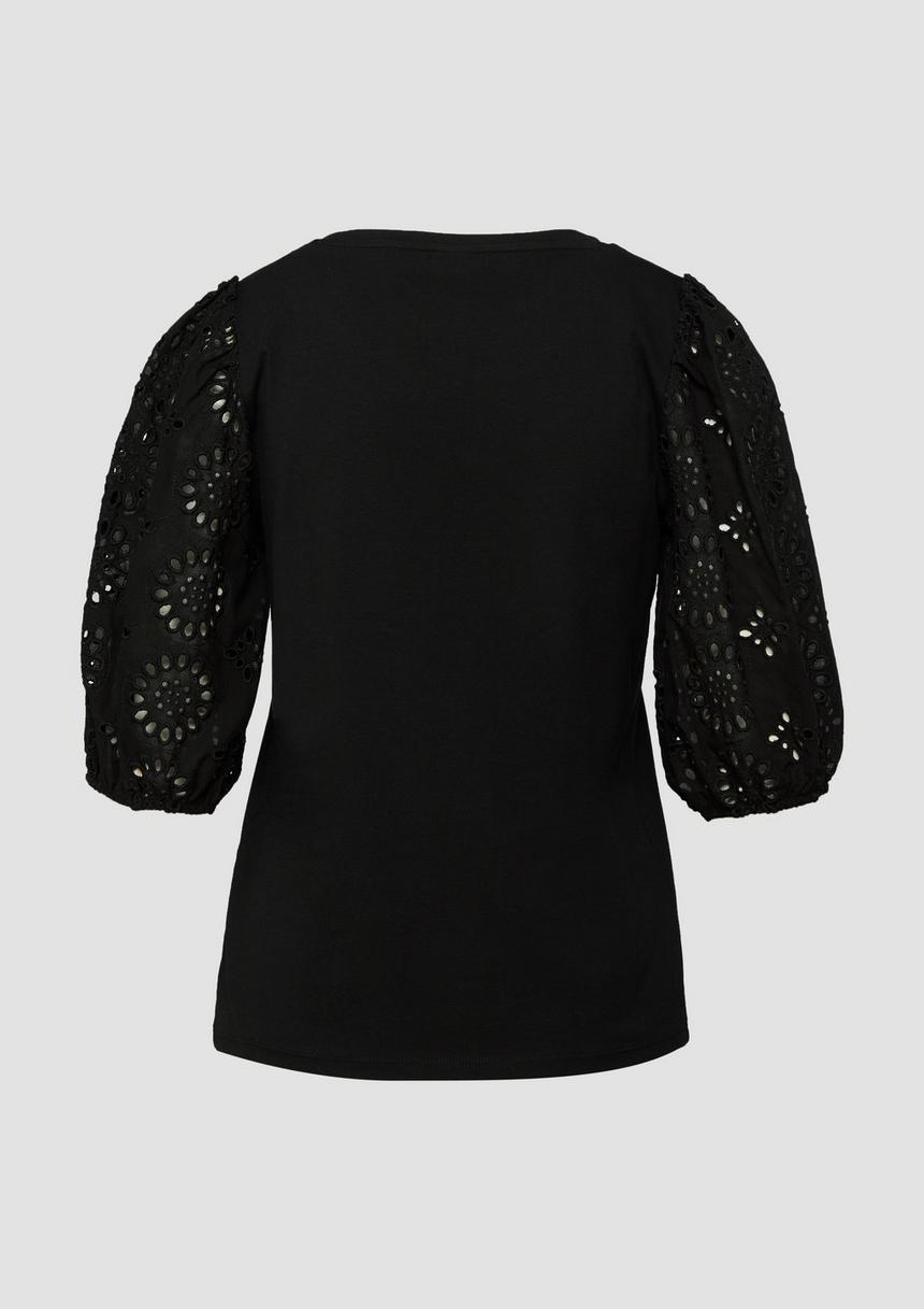 S.Oliver T-Shirt Mit Puffärmel Aus Broderie Anglaise