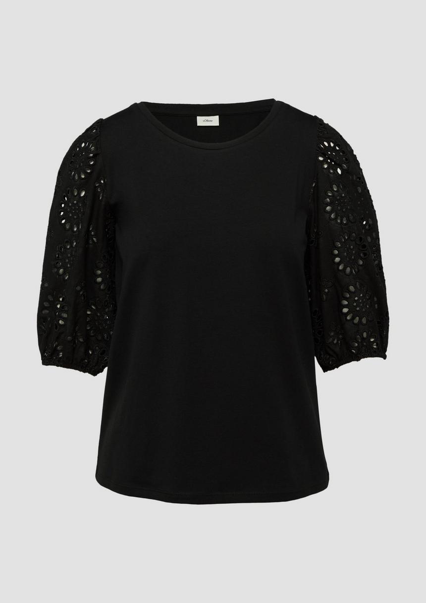 S.Oliver T-Shirt Mit Puffärmel Aus Broderie Anglaise