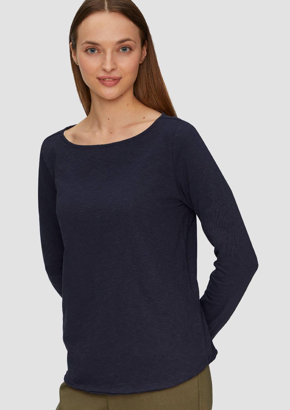 S.Oliver T-Shirt Mit U-Boot-Ausschnitt Und Offenen Kanten
