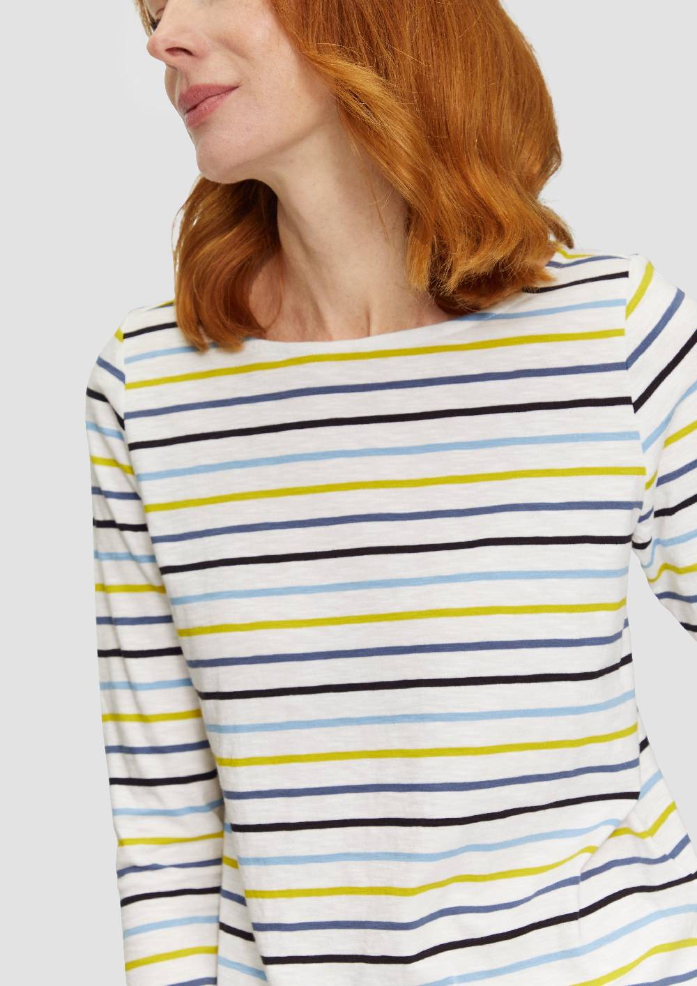 S.Oliver T-Shirt Mit U-Boot-Ausschnitt Und Offenen Kanten