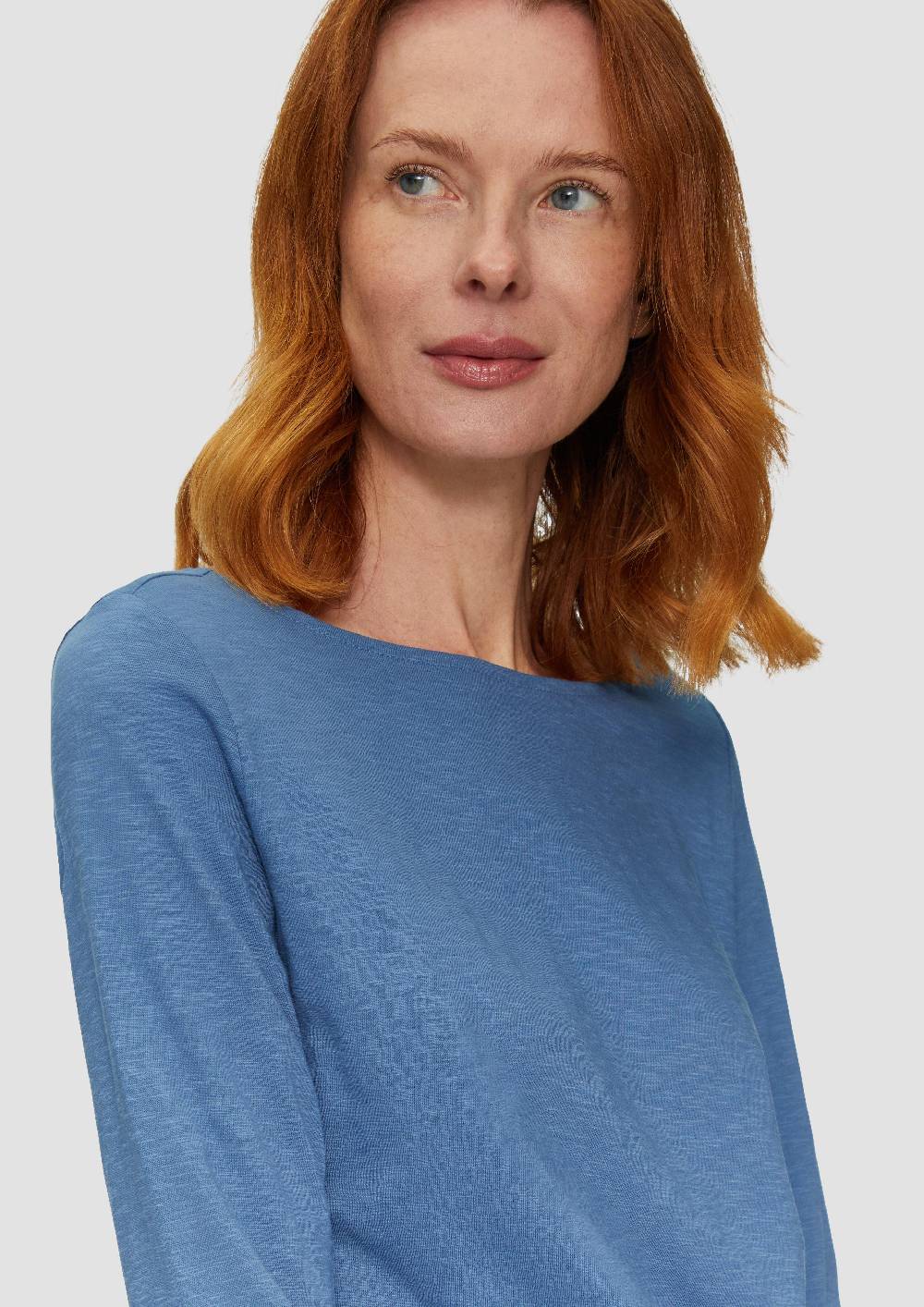 S.Oliver T-Shirt Mit U-Boot-Ausschnitt Und Offenen Kanten