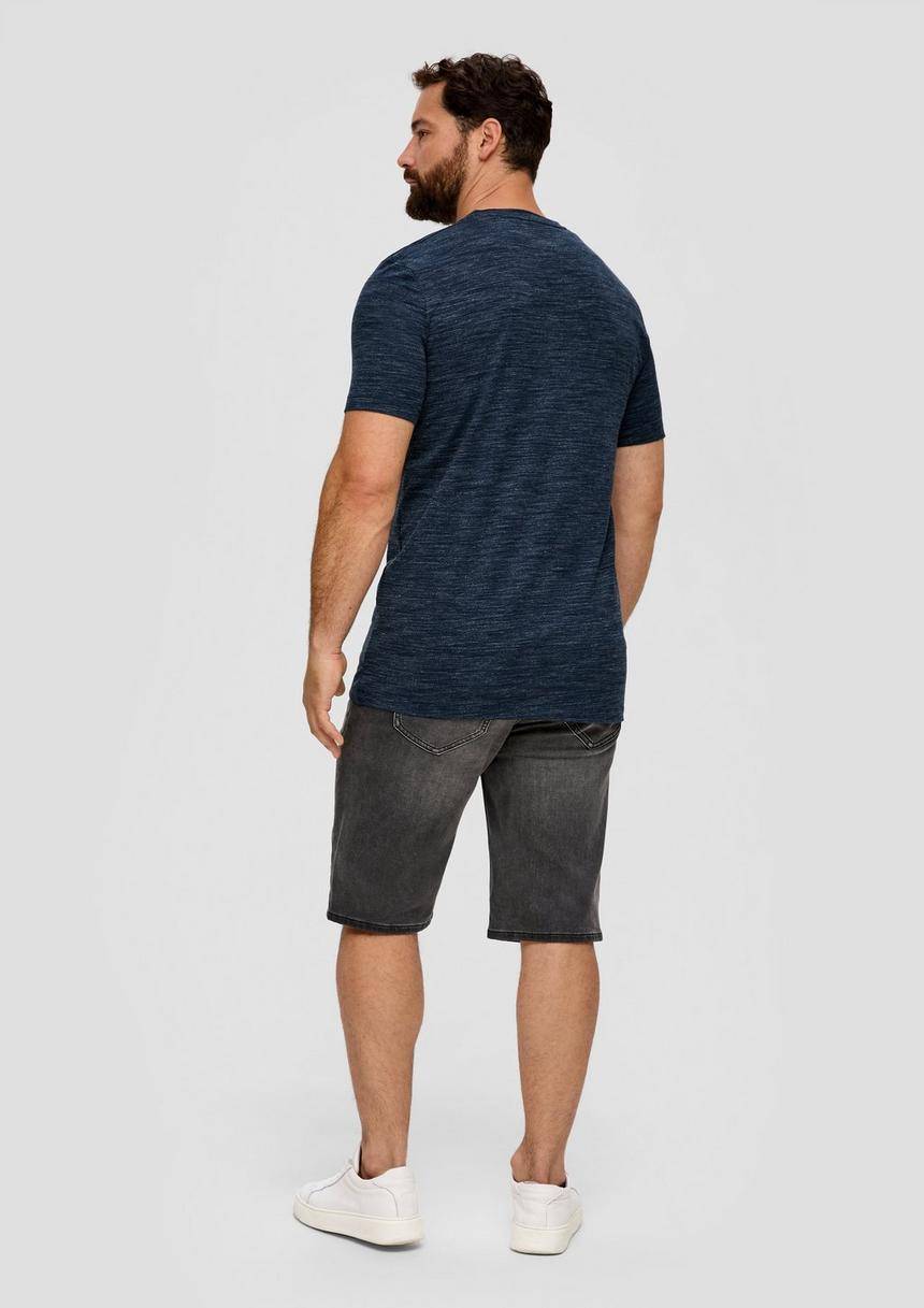 S.Oliver T-Shirt Mit V-Ausschnitt Und Flammgarnstruktur