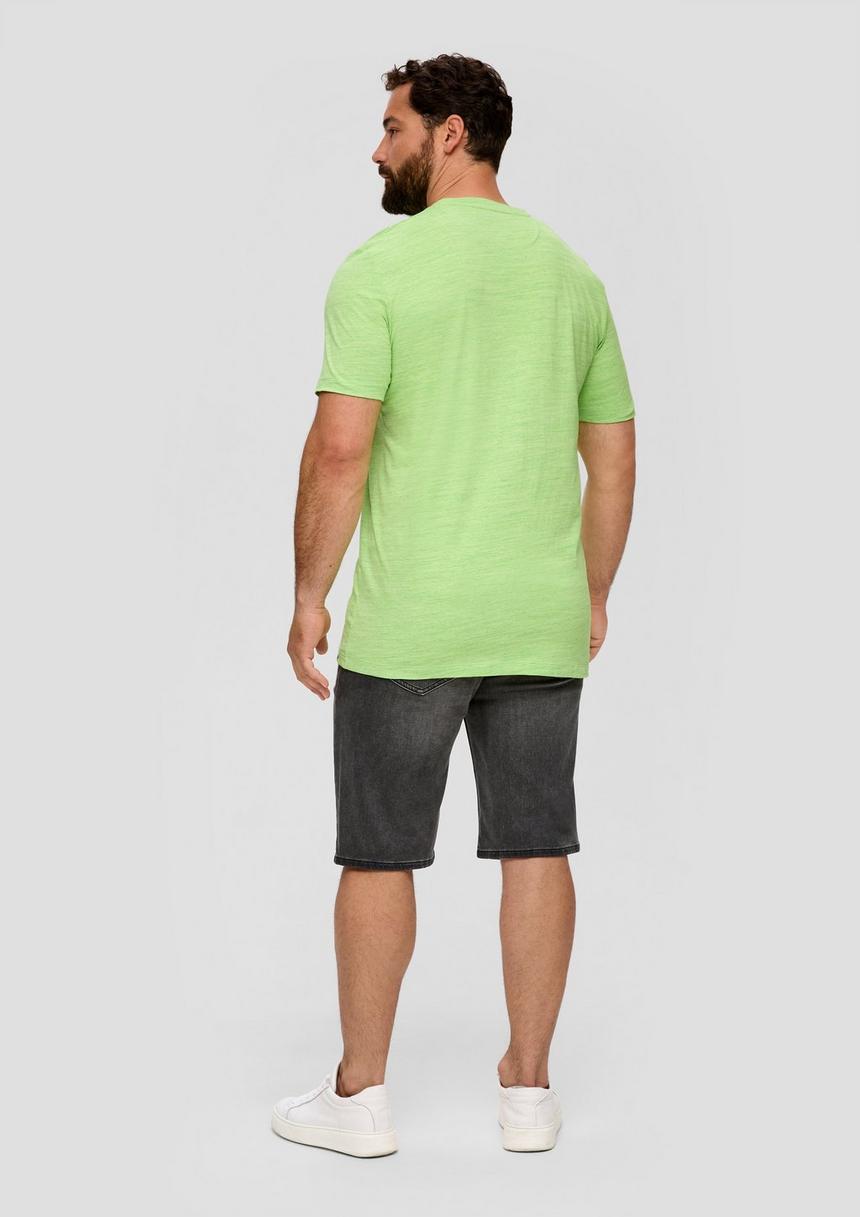 S.Oliver T-Shirt Mit V-Ausschnitt Und Flammgarnstruktur