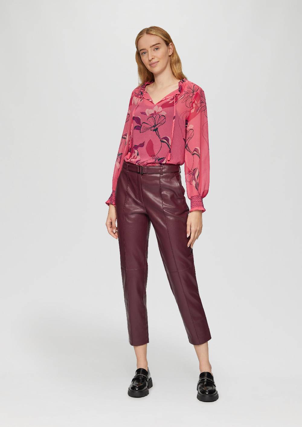 S.Oliver Transparente Chiffon-Bluse Mit Smok-Details