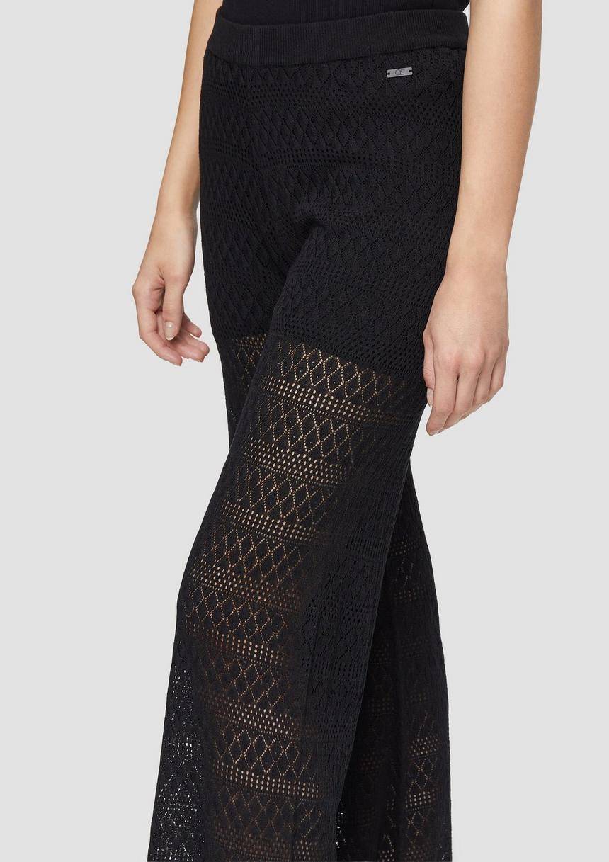 S.Oliver Transparente Feinstrick-Hose Mit Ajourmuster Und Baumwollfutter