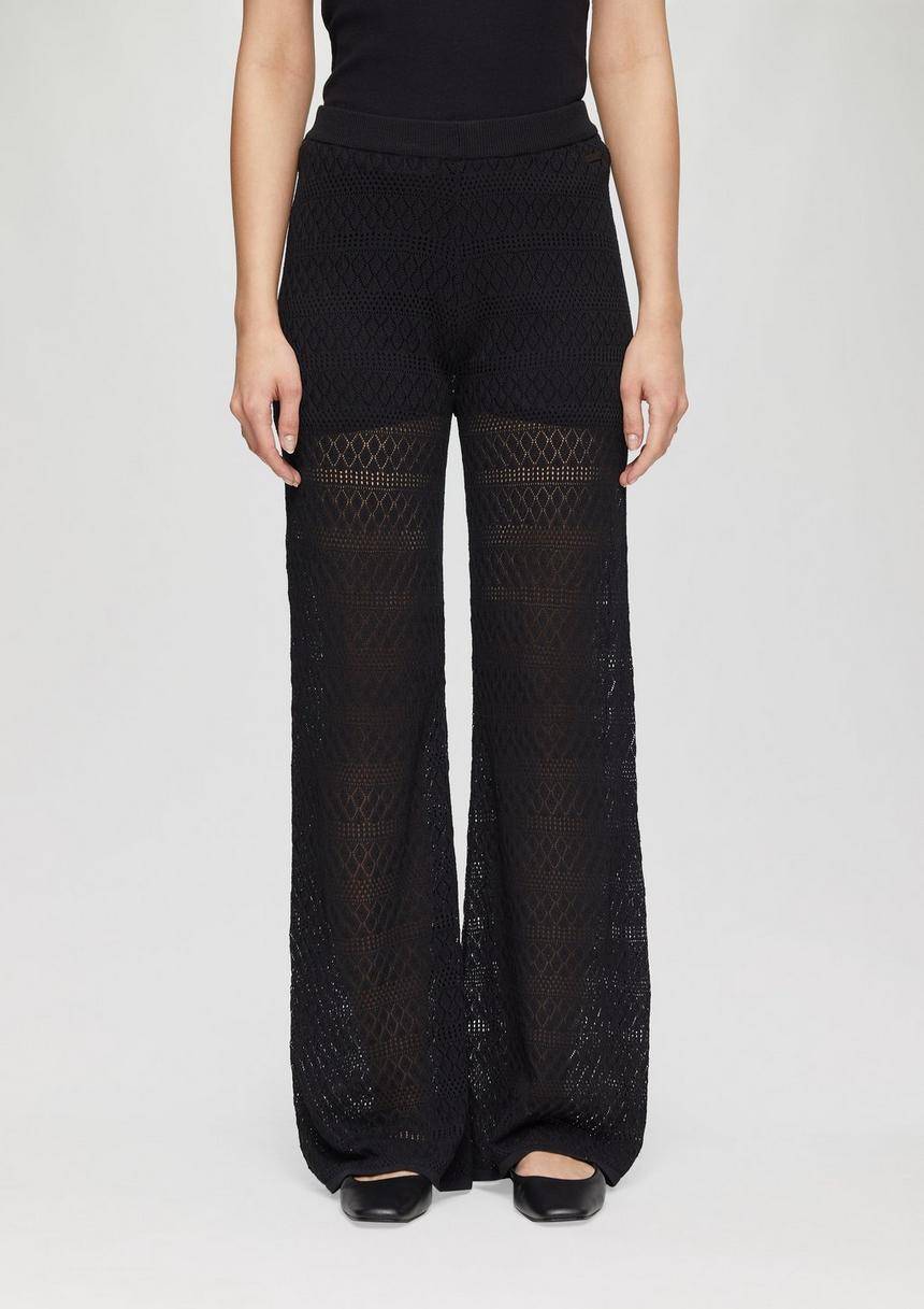S.Oliver Transparente Feinstrick-Hose Mit Ajourmuster Und Baumwollfutter