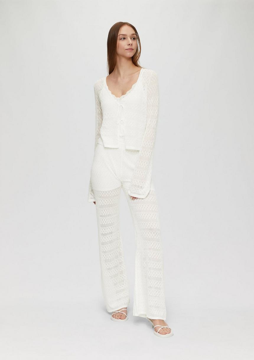 S.Oliver Transparente Feinstrick-Jacke Mit Ajourmuster Und Binde-Details
