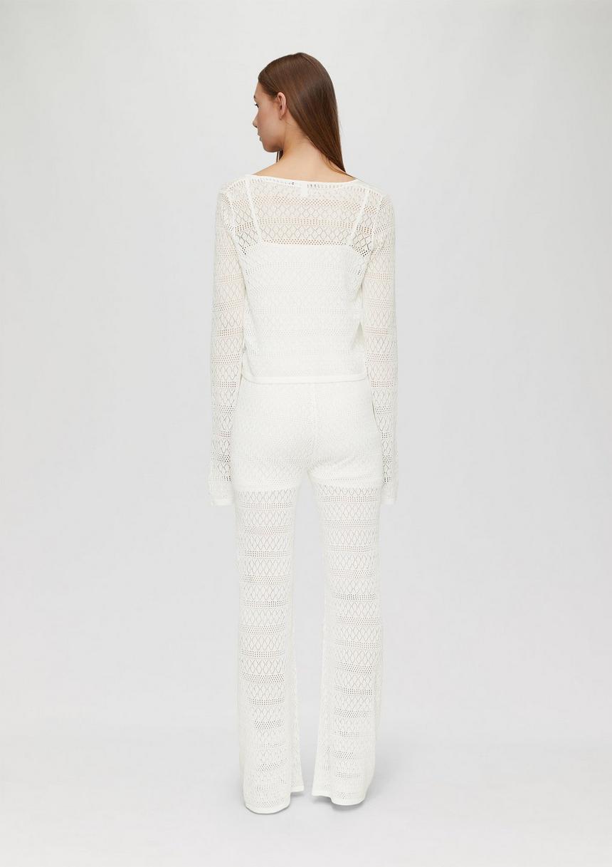 S.Oliver Transparente Feinstrick-Jacke Mit Ajourmuster Und Binde-Details
