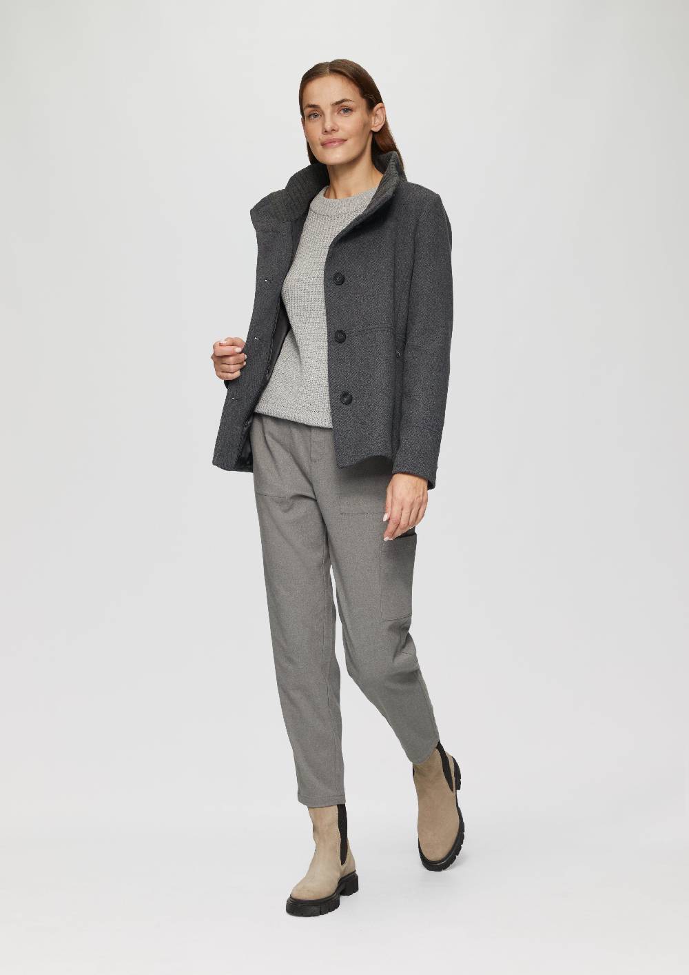 S.Oliver Twilljacke Mit Strick-Stehkragen Und Eingrifftaschen