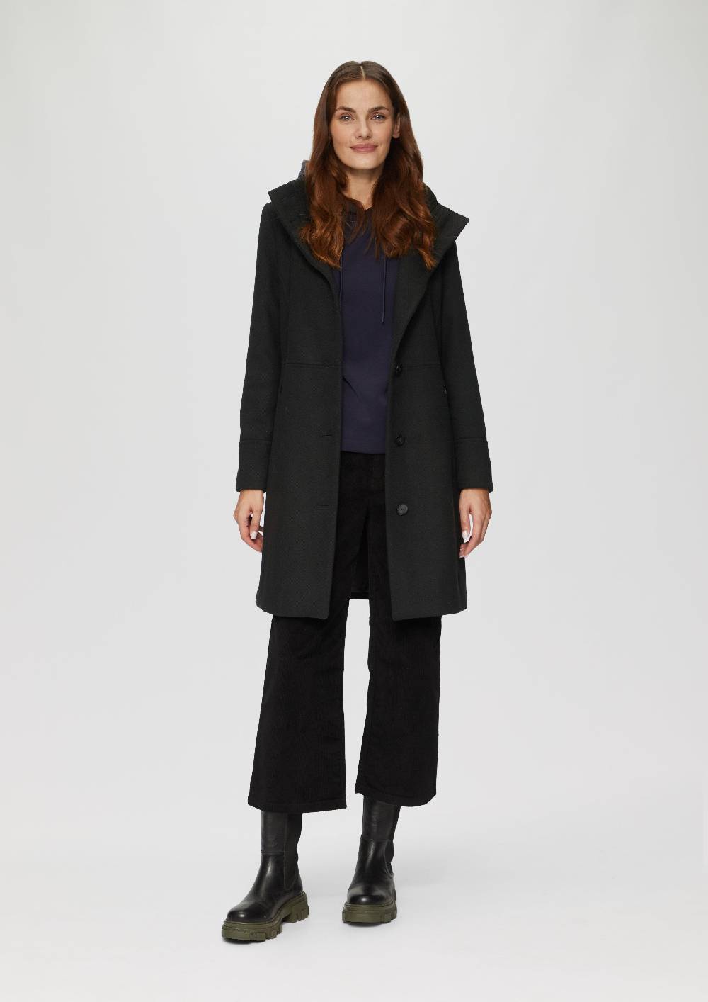 S.Oliver Twillmantel Mit Strick-Stehkragen Und Eingrifftaschen