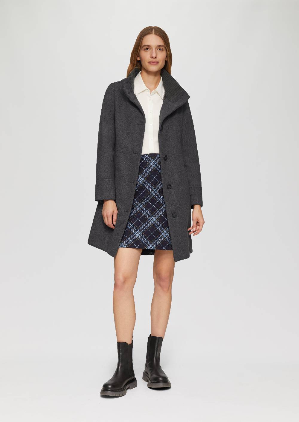 S.Oliver Twillmantel Mit Strick-Stehkragen Und Eingrifftaschen