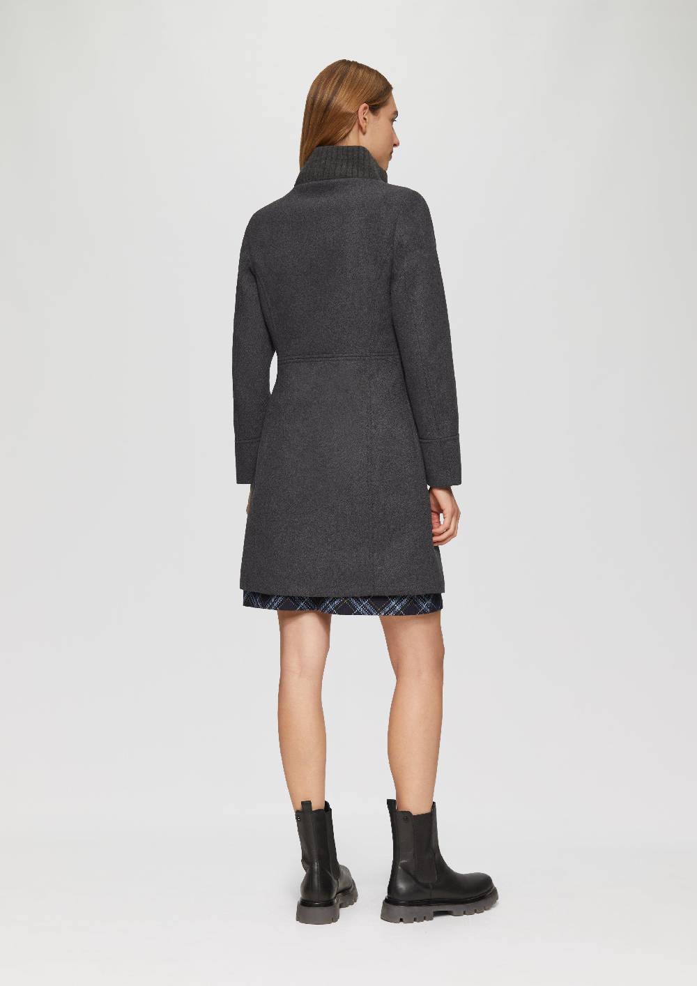 S.Oliver Twillmantel Mit Strick-Stehkragen Und Eingrifftaschen
