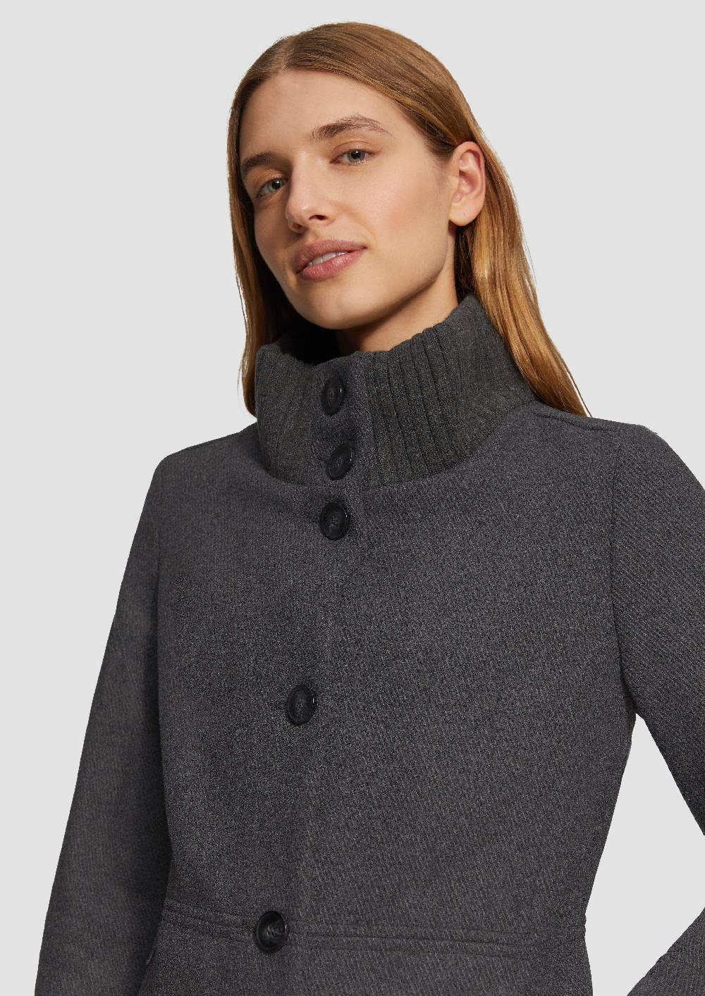 S.Oliver Twillmantel Mit Strick-Stehkragen Und Eingrifftaschen