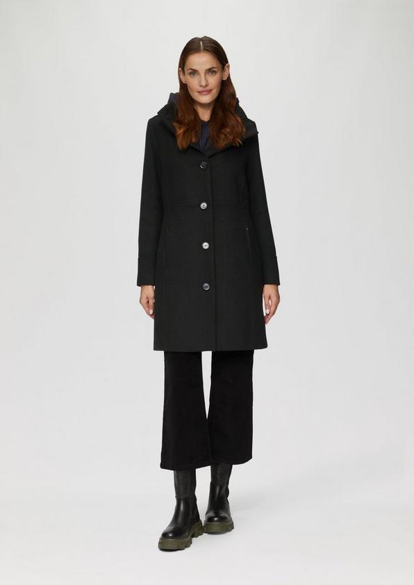 S.Oliver Twillmantel mit Strick-Stehkragen und Eingrifftaschen