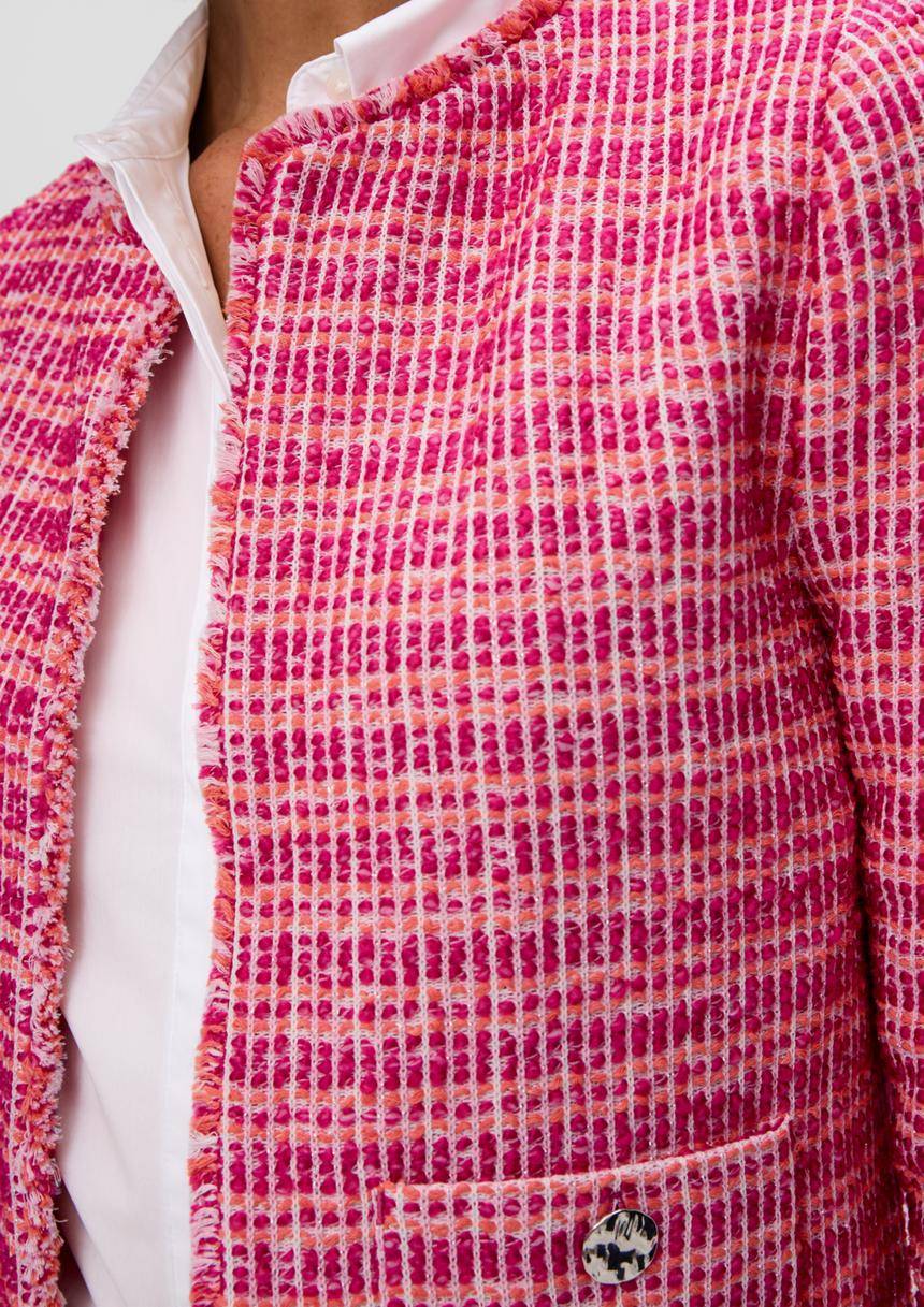 S.Oliver Verkürzte Tweed-Jacke Mit Ausgefranstem Saum