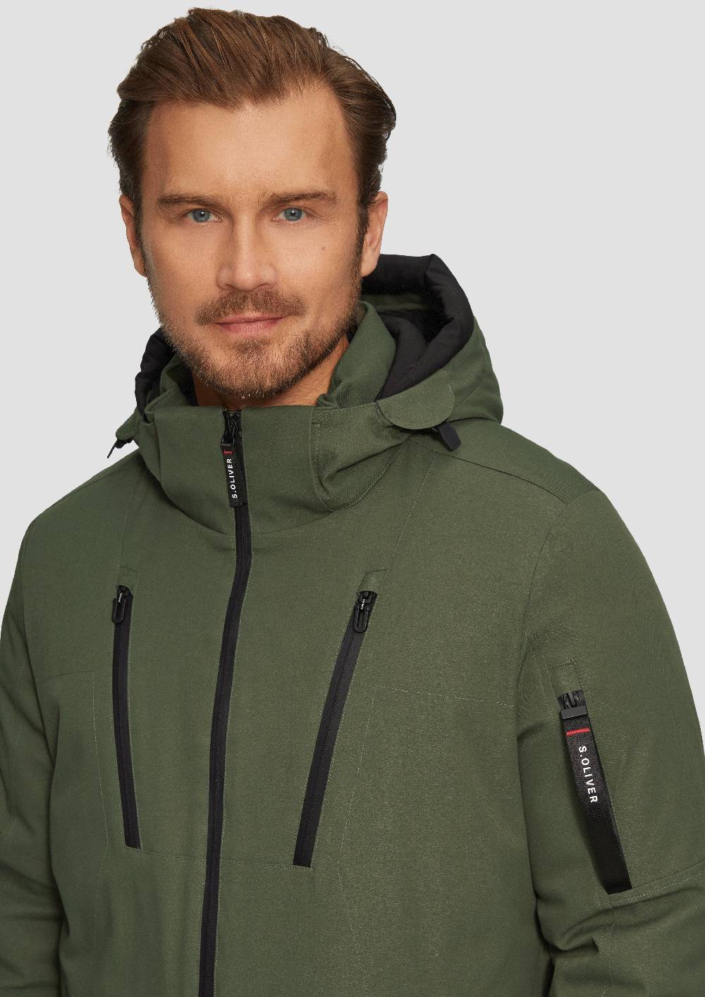 S.Oliver Wasserabweisende Twill-Jacke Mit Kapuze Und Zip-Details