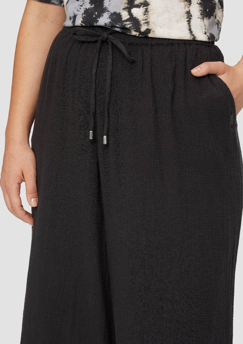 S.Oliver Wide Leg-Hose Aus Musselin Mit Elastikbund