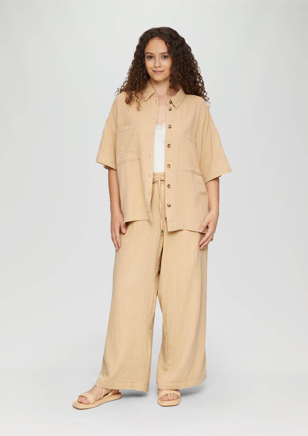 S.Oliver Wide Leg-Hose Aus Musselin Mit Elastikbund