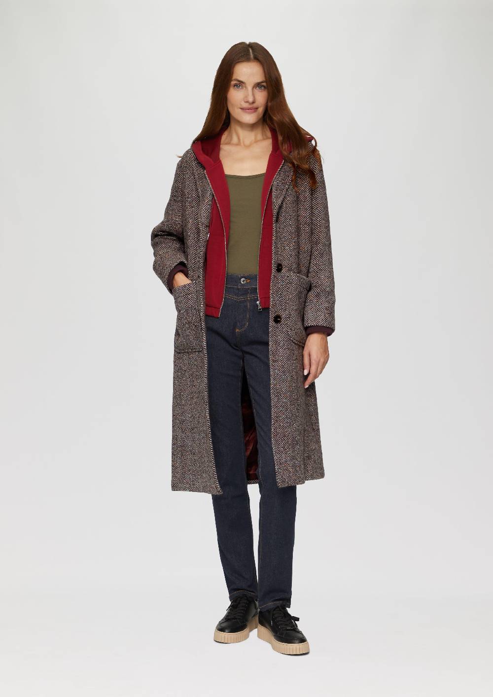 S.Oliver Wollmantel Im Relaxed Fit Mit Rippbündchen